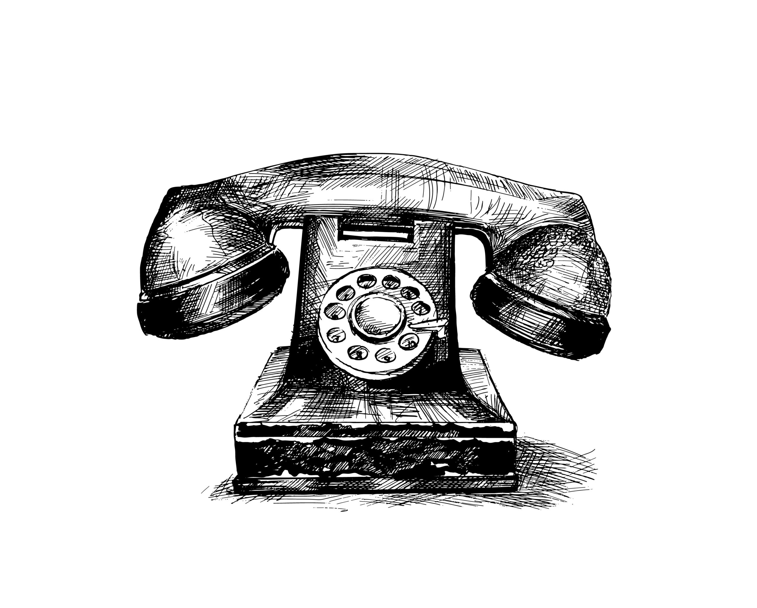 T-shirt Print Old Home telephone icon, Hand Drawn Sketch Vector Background.